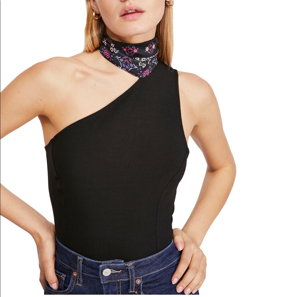 -Free people black one shoulder top